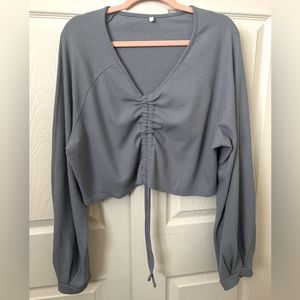Thermal crop long sleeve light blue size 2x